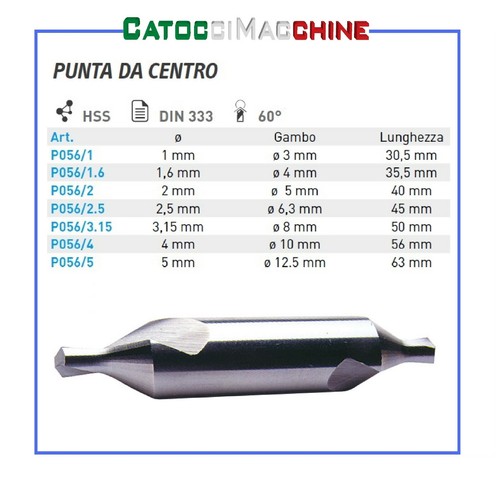 Punta centro hss - da, 60°