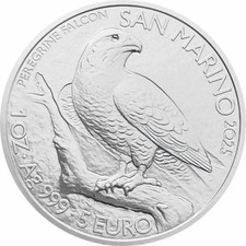 San Marino 5 euro 2025 falco pellegrino 1 oz argento 999 pz/bu