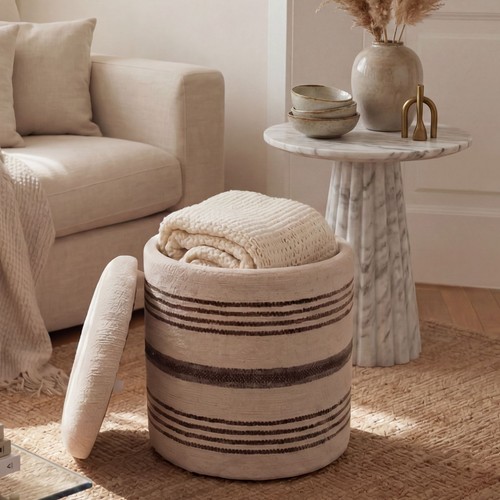 Sgabello pouf contenitore lana - pouf,