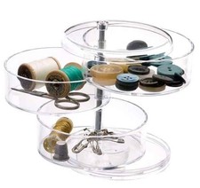 Organizer trasparente 3 scomparti girevoli con coperchio.