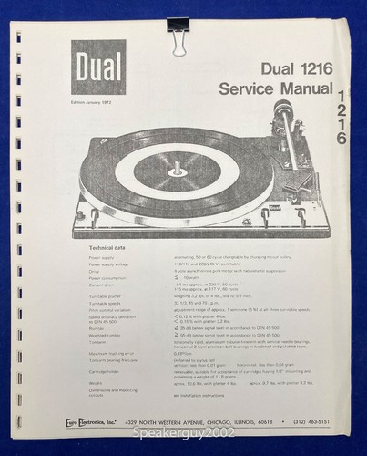 Manuale servizio giradischi - manuale,