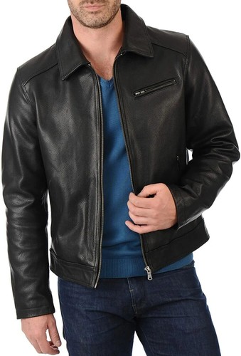 Giacca pelle nera elegante - giacca,