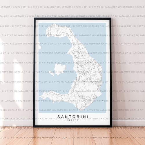 Poster mappa santorini - mappa,