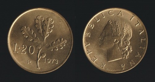 Lire 1973 ramo quercia - di,