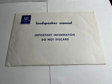 AR ACOUSTIC RESEARCH LOUDSPEAKER MANUAL-MANUALE DIFFUSORI AR-4 AR-6 AR-7