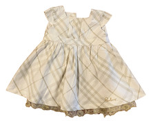 Abito Burberry stampa cotone 3 mesi foderato bordo pizzo bambina
