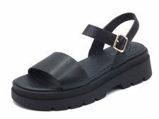 Geox D55YVD Adacter Black Sandali zeppa bassa per Donna in pelle nera