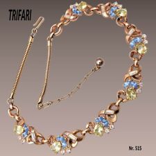 Trifari, affascinante collier vgt in lega trifanium e strass  anni 50-60