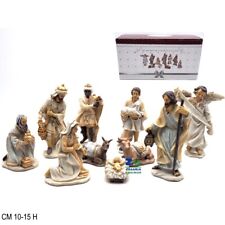 PRESEPE NATIVITA' SET 10 PZ IN RESINA CM 10-15 H PERSONAGGI PRESEPIO COLORATI
