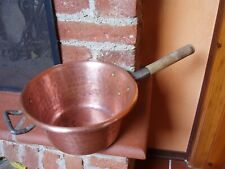VECCHIO PAIOLO IN RAME CON MANICO lN LEGNO ORIGINALE ANNI 50 POLENTA E FAGIOLATA