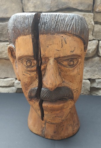 Busto scultura testa legno - scultura,