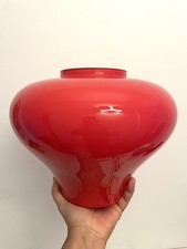 ? grande vaso in vetro di Murano rosso aranciato anni 80 nello stile Venini