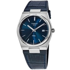 Nuovo Orologio Uomo Tissot PRX Quarzo Quadrante Blu Cinturino Pelle T137.410.16.041.00