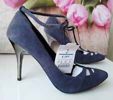 ZARA SPLENDIDE DECOLLETE CAMOSCIO BLU TACCO ALTO N 41 40 NUOVE CARTELLINO €79,90