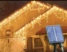 Tenda luminosa natalizia luci di Natale con 168 LED da 4.5 mt a ricarica solare