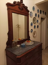 cassettone e specchiera Carlo X  1840 noce restaurato perfetto L cm 120