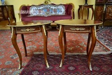 Coppia di tavolini ovali da caffè stile Luigi XV