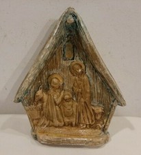 PRESEPE, PRESEPINO in GESSO - Sacra Famiglia MARIA, GIUSEPPE E GESU',CAPANNA