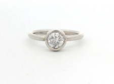 Nuovo 14k Oro Bianco .80ct Bezel Set Rotondo Brillante Diamante Solitario Anello