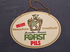 Targa tabella pubblicitaria Birra Forst anni 70 con catena originale 28x21