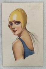 cartolina pubblicitarie pirelli cuffie donnine liberty art nouveau '900 fp