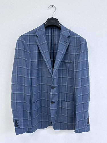 Boggi milano blue checked wool - checked,