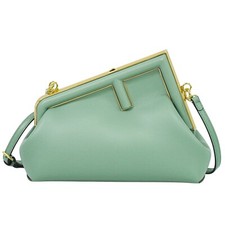 Pochette a tracolla FENDI First Small 8BP129 in pelle 2 vie verde menta oro