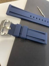Cinturino In Gomma 24mm Per Panerai Con Fibbia In Acciaio Rubber Strap 24mm