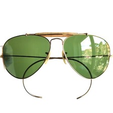 occhiali da sole RAY BAN outdoorsman 58 SUNGLASSES gold b&l green lens USA cable