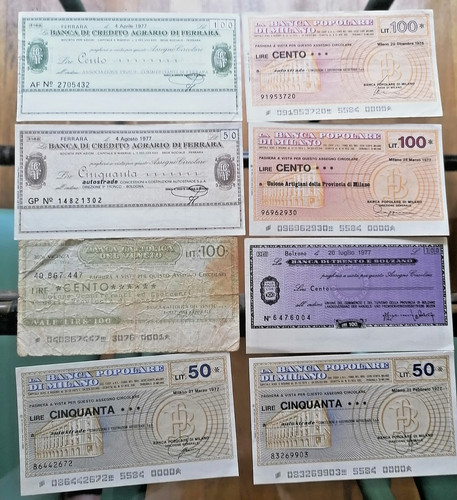 Miniassegno lotto stock di 8 - miniassegno, :