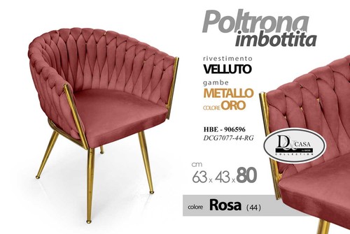 Poltrona rossa sedia velluto - poltrona,