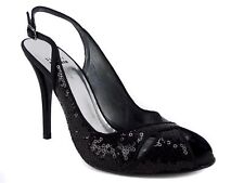 Stuart Weitzman Pipevixen Black Paillettes Dress Sandals Size 7 M
