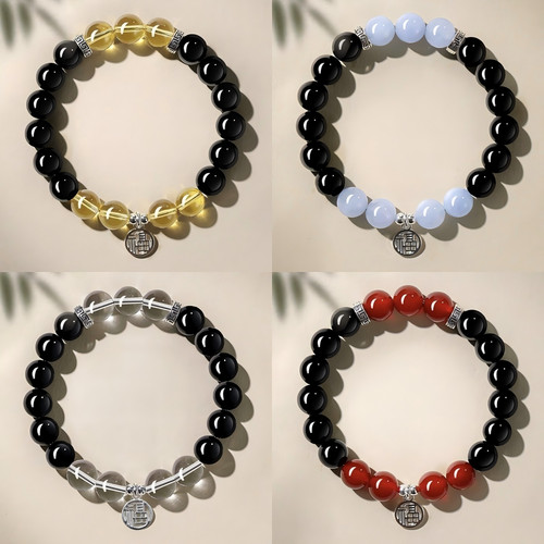 Bracciale ossidiana naturale - ossidiana,