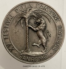 SANREMO XV° FESTIVAL DELLA CANZONE ITALIANA MEDAGLIA DONO DELLA CITTÀ 1965