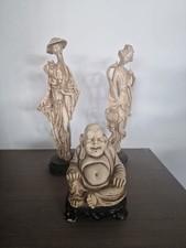 Statue Cinesi Buddah Anni '70 Vintage In Resina + Porta Lampada In Stile