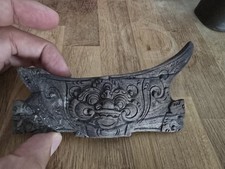 Antica Parte Spada Kris Malese In Legno Intarsiato