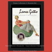 Anni ' 30  * Pubblicità Originale "Lana Gatto - BIANCHI, Donna Seduta su Gomitol
