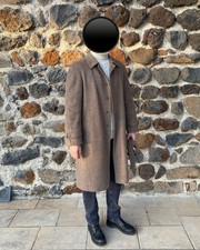 Manteau Long Coat Vintage Alpen Loden Marron Beige Taille Size L