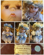 Bambola PORCELLANA vintage50 COLLEZIONE artigianale fata ali angelo fiori piume 
