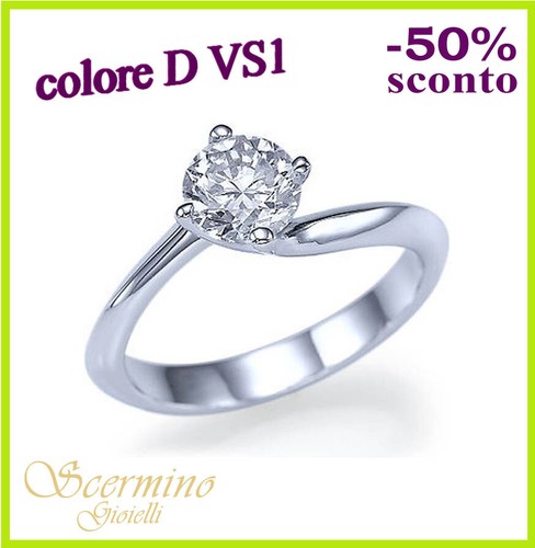 Anello solitario oro bianco - anello,
