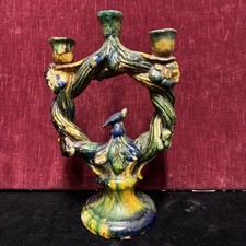 ANTICO CANDELABRO CON UCCELLINO CALABRESE?  ‘800 manganese ramina