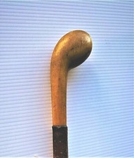 FRUSTINO - FUSTO IN CANNA - RIVESTIMENTO IN PELLE - POMOLO IN LEGNO -  89 cm