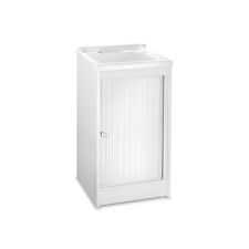 Mobile lavatoio a serrandina in Pvc Bianco 50x50 cm con vasca in resina