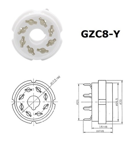Zoccolo octal gzc8 in - zoccolo, gzc8-y