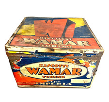 INSEGNA CONTENITORE SCATOLA LATTA VINTAGE BISCOTTI WAMAR TORINO TIPO IMPERIA