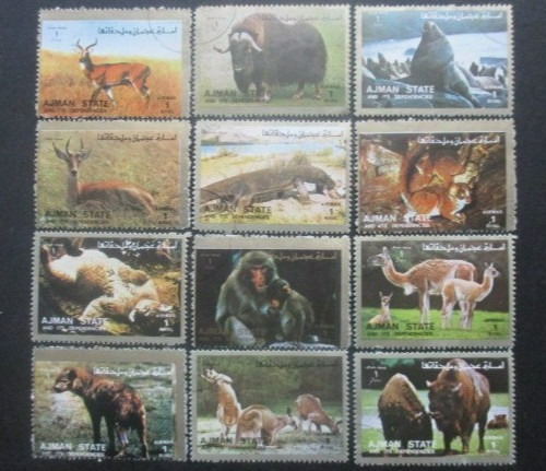 Ajman timbres animaux - ajman, 12