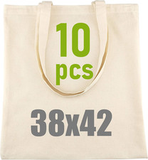 LEVIATAN Set Di 10 Borse 38X42Cm, 145G/M2 | Sacchetto Manico Lungo | Natura 100%