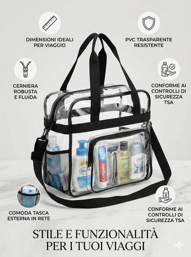 Borsa trasparente pvc con - trasparente,