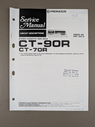 Pioneer 90r 70r stereo - ct-90r/ct-70r,
