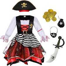 Costume Pirata Bambina per Halloween Vestire Età 7-9 - Avventura Divertente